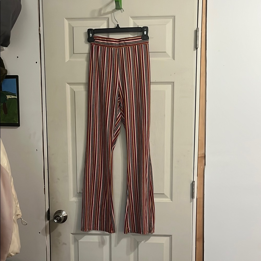 Striped Multicolor Flare Pants with Halter Top